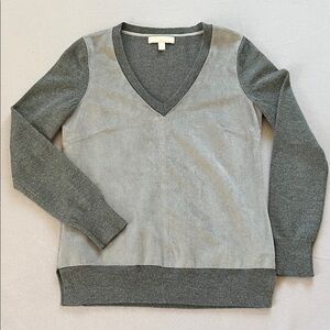 Banana Republic Faux Suede Merino Wool V Neck Women's Sweater Sz S